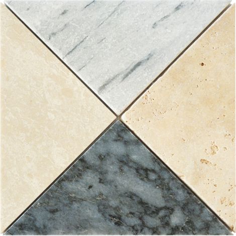 MOSAIQUE ARLEQUIN M2 MARBRE ET TRAVERTIN 1 PLAQUE 20 x 20 CM CASA LINEA
