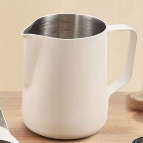 Pichet à Mousse de Lait en Acier Inoxydable, Bec Rond, Pichet à Latte Art, Pichet à Lait, Mousseur Professionnel, Pichet à Vapeur (1/5)