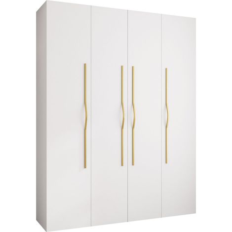 Armario Hartford 564, Blanco, 246x190x52cm, Puertas de armario: Con bisagras, Número de estantes: 16 (1/5)