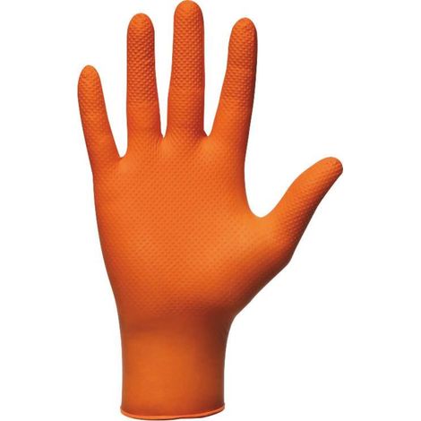 Nitril-Einmalhandschuhe beidseitig tragbar 240mm 0,26mm orange L(9) - Box mit 50 St. MERCATOR - 65149