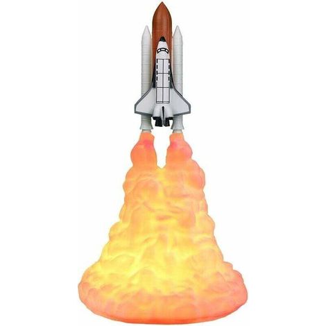 Lmpression 3D Rocket Lamp Rechargeable Space Shuttle Lampe Night Light Room Décoration pour les Amateurs de Fusée (L)-Fei Yu