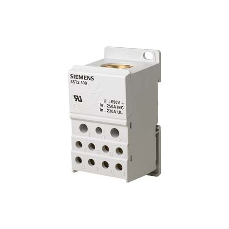 Blocco di distribuzione 250A 1P 690V 1x35-120mm2 2x2.5-25mm2 5x2.5-16mm2 4x2.5-10mm2 DIN 5ST2508