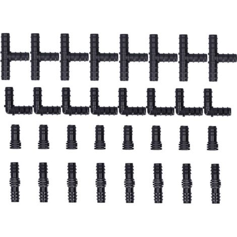 Kit de raccords en T pour irrigation goutte à goutte, 32 pièces, système d'arrosage pour serre et jardin, tuyau 1/2 pouce