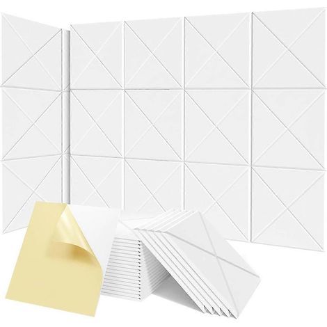 12er-Pack Akustikpaneele, 12 x 12 x 0,4 Zoll große, schalldämmende Schaumstoffpaneele, Weiß (1/5)