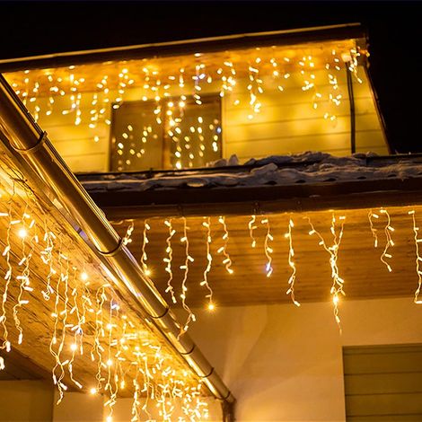 LED Eisregen Lichterkette Außen, 15M 600LED Eiszapfen mit Timer 8 Modi IP44 wasserdicht Strombetrieben, Lichtervorhang für Weihnachten Dachkante Dachrinne Terrasse Balkon Warmweiß (1/5)