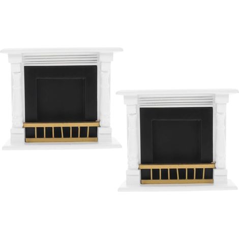2pièces Décoration de Cheminée Miniature Blanche Meuble de Maison de Poupée à Échelle Mobilier Réaliste pour Décor de Collection (1/5)
