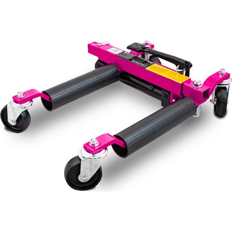 Bituxx 1x PKW Rangierhilfe Rangierheber hydraulisch Wagenheber Auto Rangierroller Magenta