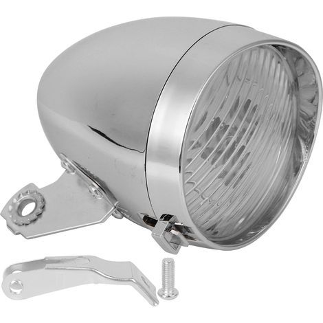 Lampe frontale de vélo vintage à 3 LED, accessoire de cyclisme pour vélo à pignon fixe, couleur argent.