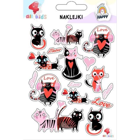 Adesivi per bambini con 3 gattini per San Valentino