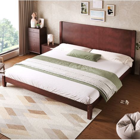 Bett 180x200 cm braun mit Kopfteil und Lattenrost (1/5)