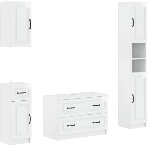 4-teiliges Badezimmer-Schrank-Set UTRECHT Hochglanz Weiß vidaXL (1/5)