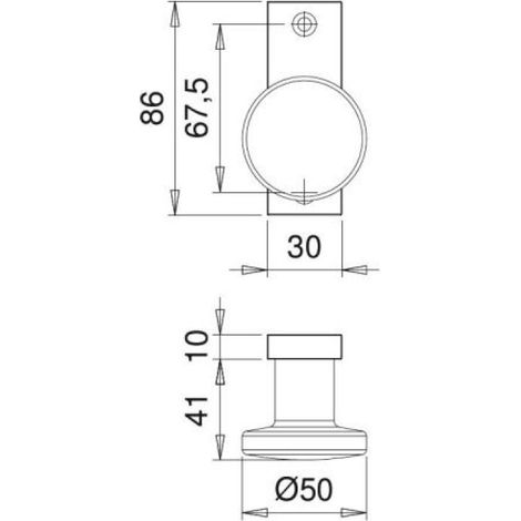 Bouton de porte tournant de tirage type EDI sur platine de 86 x 30 mm alu anodisé naturel - EDI