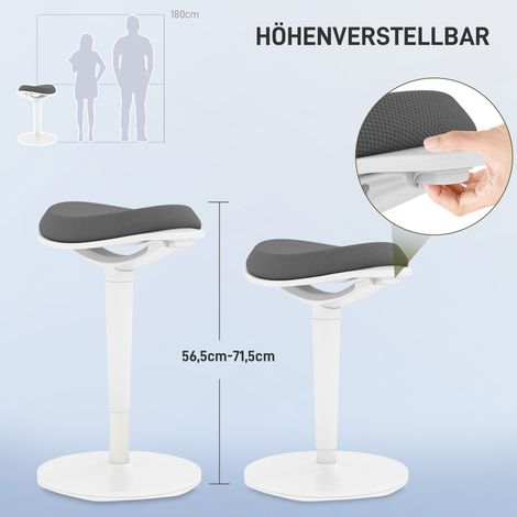 Tabouret suspendu ergonomique réglable en hauteur, charge max 120 kg, 42,5x35,5x56,5-71,5 cm, gris (1/5)