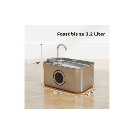 Fuente de agua para gatos de acero inoxidable 3,2 L OKMYHOME