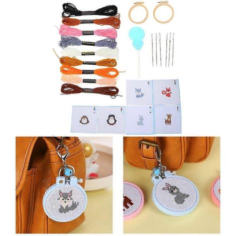 Kits de broderie pour débutants, points de croix animaux, kits de couture avec tambour à broder (1/4)