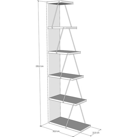 Libreria in legno "Nove" - 50 x 22 x 150 cm - Pino