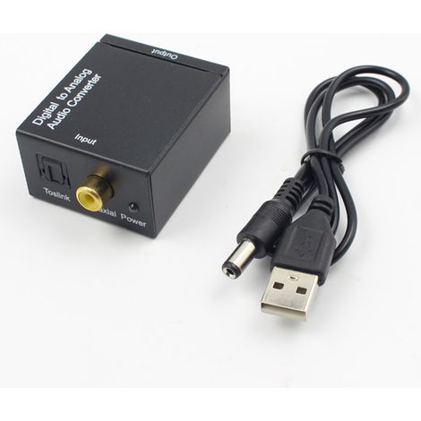 convertidor de audio SPDIF a RCA, tamaño compacto, plástico y metal, para uso doméstico. (1/5)