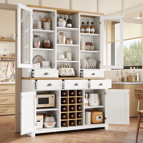 Meuble rangement cuisine 120x40x185 avec tiroirs HAVRYA (1/5)