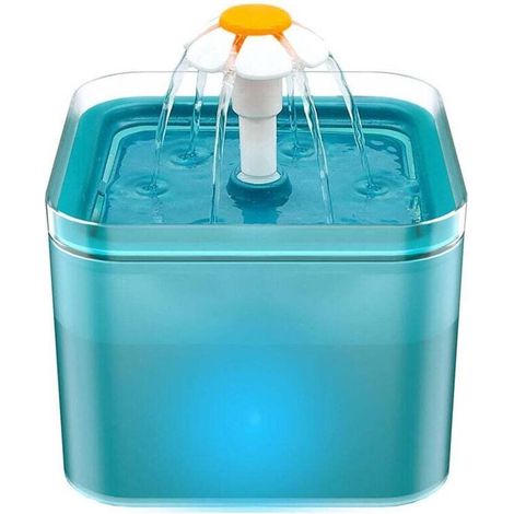 Katzenbrunnen – Flüsterleise – Mit LED-Beleuchtung – 2 Liter – Mehrfache Filterung – Sorgt für fließendes Wasser – Drei Wasserflussmodi (1/4)