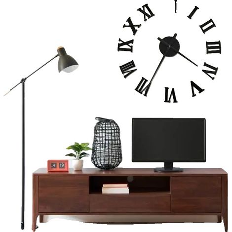 Wanduhr, modernes Design, 100 cm Durchmesser, Schwarz (1/2)