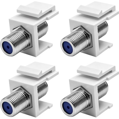 Coupleur F type RG6 femelle vers femelle RG6 connecteur de câble coaxial Keystone Module prises pour TV, satellite, câble vidéo (lot de 4, blanc)