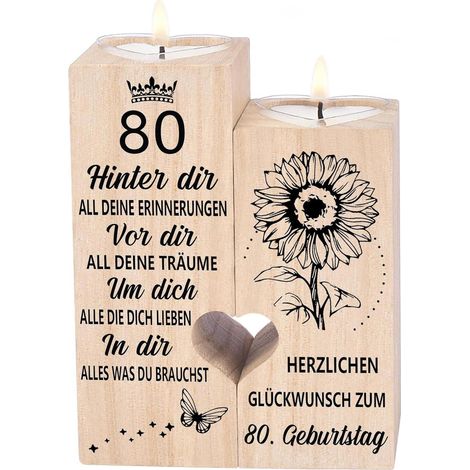 80. Geburtstag Kerzenständer Geschenkideen Frau Mann Deko Oma Mama (1/5)