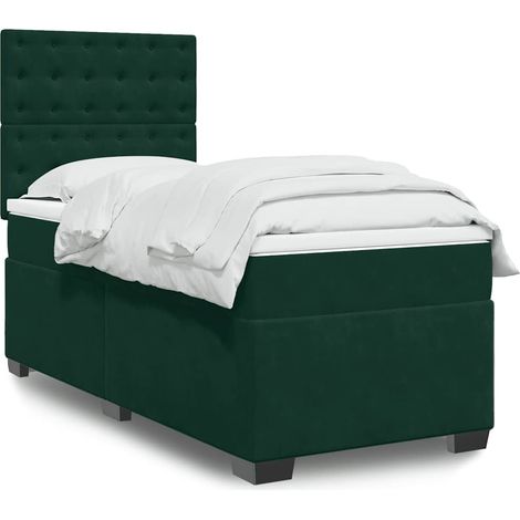 Boxspringbett mit Matratze Dunkelgrün 80x200 cm Samt