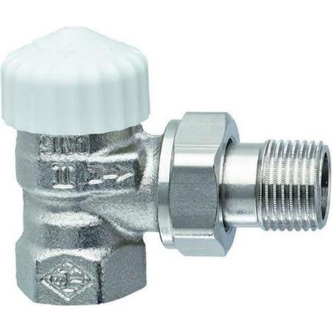 Valvola termostatica V-exakt II DN15 nichelata, cappuccio bianco, angolo, con preregolazione