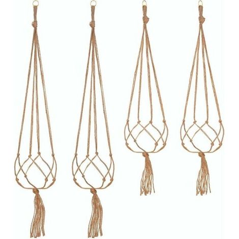 Set mit 4 Makramee-Pflanzenampeln und Hängeampeln für drinnen und draußen – 2 Stück 105 cm und 2 Stück 90 cm, 1,2 m (1/4)