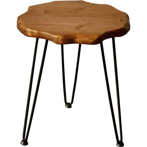 Holz Beistelltisch Kiefer massiv 45 cm - rund - Blumen Couch Sofa Tisch handgefertigt natürliche Tischkante
