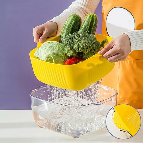 Égouttoir double couche avec joli petit canard jaune, passoire épaisse et sécurisée amovible pour la cuisine, grand format. (1/5)