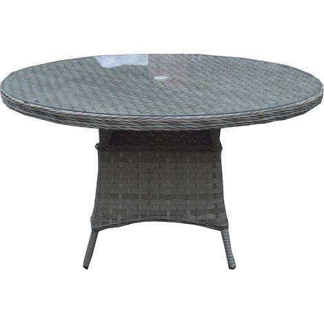 Signature Weave Victoria Wicker 6 Seater Round Dining Table Grey 135cm TableOnly (1/3)