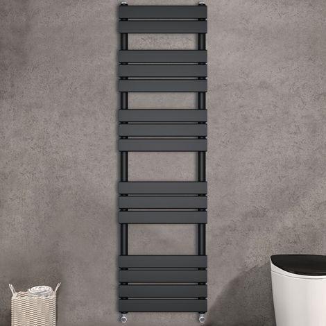 WarmeHaus Flat Panel Anthracite Bathroom Heated Towel Rail Ladder Radiator Warmer 1600x600mm