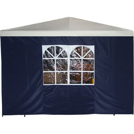 Seitenplane für Pavillon, 3x1,9 Meter, Polyester blau mit Fenster (1/2)