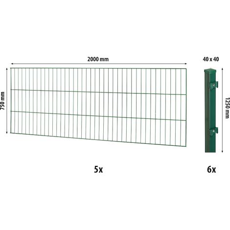 Classic ES-Mattenzaun-Set 750 L=10m,grün,mit Pfosten Classic