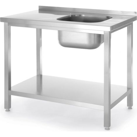 Évier 1 bac avec étagère gauche Budget Line ACIER 1000 x 600 x 850 cm - Hendi 817025