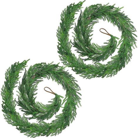 Künstliche Kieferngirlande 2x 2.7m, Realistische Weihnachtsdeko für Innen & Außen