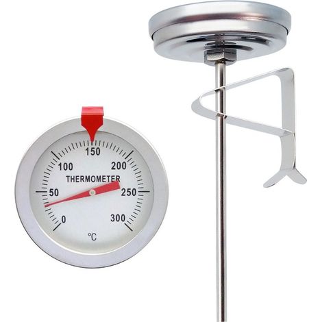 Thermomètre alimentaire en acier inoxydable avec affichage clair, lecture instantanée, sonde de 150 mm, pour la cuisson et les grillades - Argent (1/5)