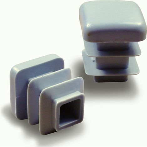 Ajile - Embout Insert Protection à Ailettes Entrant Patin Pied de Chaise Meuble Mobilier Tubulaire Carré en Plastique GRIS Pour Tube 50 x 50 mm