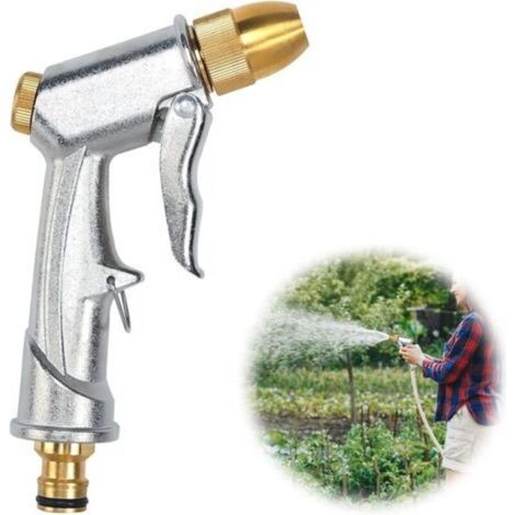 ALLIANDISPistolet d'arrosage en métal robuste, pistolet pulvérisateur en métal pour voiture, arrosage des plantes, nettoyage de la pelouse (1/4)