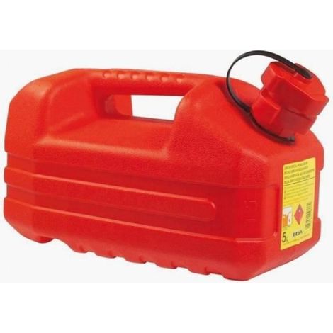 Jerrican Hydrocarbures - 5 L - Polyéthylène Haute Densité Renforcé - Conforme Normes Ministère Du Travail - Rouge (1/5)