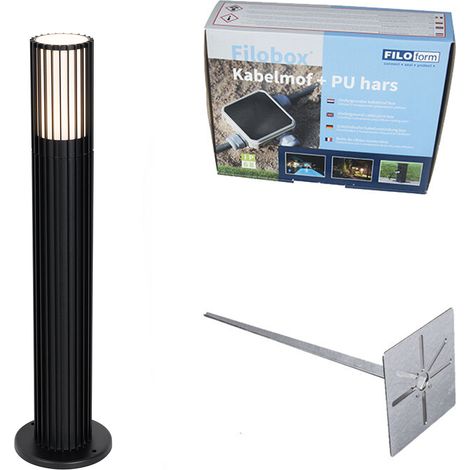 QAZQA Palo da terrazza boris - Moderno - Alluminio,Plastico - Nero - Oblungo Max. 1 x Watt