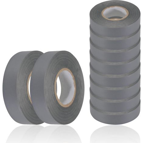 Dapetz ® Grey Electrical Tape, 18mm x 33m, Flame Retardant Strong Self-Adhesive PVC Insulation Tape for Insulating, Repairing and Protecting Electrical Wires 10 Rolls (1/5)