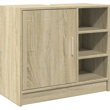 Armoire de lavabo chêne sonoma 63 x 29 x 55 cm rangement optimisé finition moderne en bois d'ingénierie chêne sonoma (1/5)
