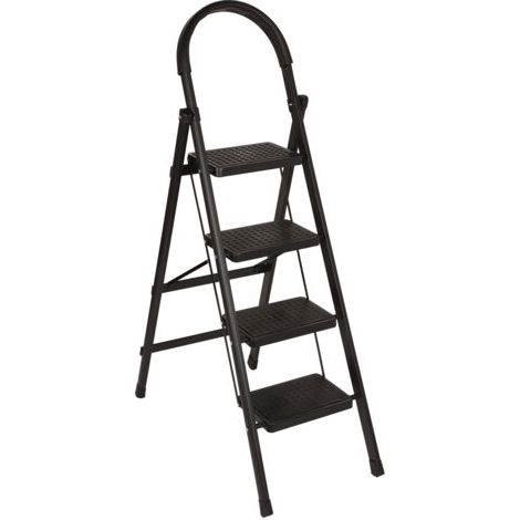 royaluxe- Escabeau, Échelle Pliante 4 Marches, Escabeau Portable , Étagère de Rangement Multifonctionnelle, Support pour Pots de Fleurs, Noir (1/5)