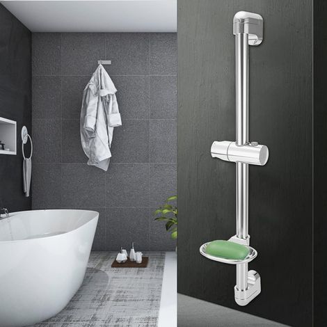 Support de pommeau de douche LICAEVEY en acier inoxydable avec porte-savon, barre de maintien réglable G1/2 pour une sécurité optimale dans la salle de bain, base rotative à 360°, réglage ergonomique (1/5)