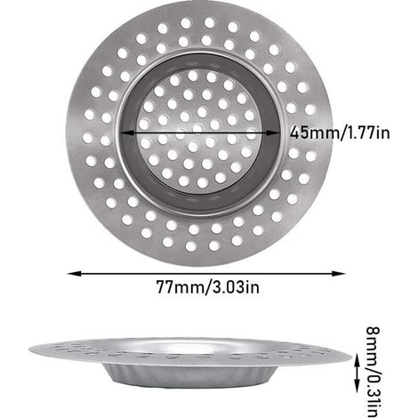 Set di 4 tappi di scarico per lavello, in acciaio inox, per lavello da cucina, vasca da bagno o lavabo. (1/3)