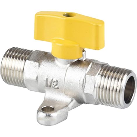 Connecteur de tuyau, robinet à boisseau sphérique à filetage mâle 1,27 cm, valve à gaz avec base, intersection de raccord d'arrêt, cannelé de tuyau (type C) (1/4)