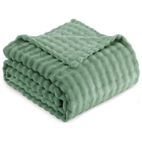 Couverture polaire pour canapé - Couverture simple verte moelleuse et confortable avec motif réversible, 130 x 155 cm (1/4)