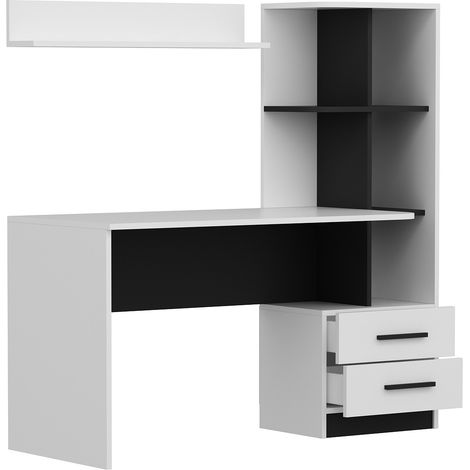 Scrivania in legno "Alaska" - 146 x 60 x 142 cm - Bianco, Nero